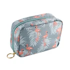 Wholesale fashion design handbag flamingo printing pattern zipper cosmetic bags makeup