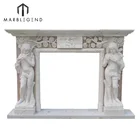 Hot sale indoor white marble carved nude woman stone fireplace