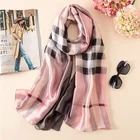 England style satin silk material gradient color checked scarves