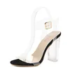 new fashion transparent ankle buckle strap design PVC ladies sandals dress shoes high heel women pumps shoes