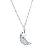 CZ Star Crescent Moon Pendant in 925 Sterling Silver