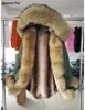 Women Real Raccoon Fur Hooded Long Parka With Faux Fur Lined Jacket Parker Outdoor Overcoat Winter For Ladies