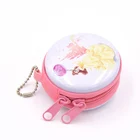 Lovely small round tin zipper bag for girl