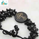 Religious cross wooden beads bracelet bangles