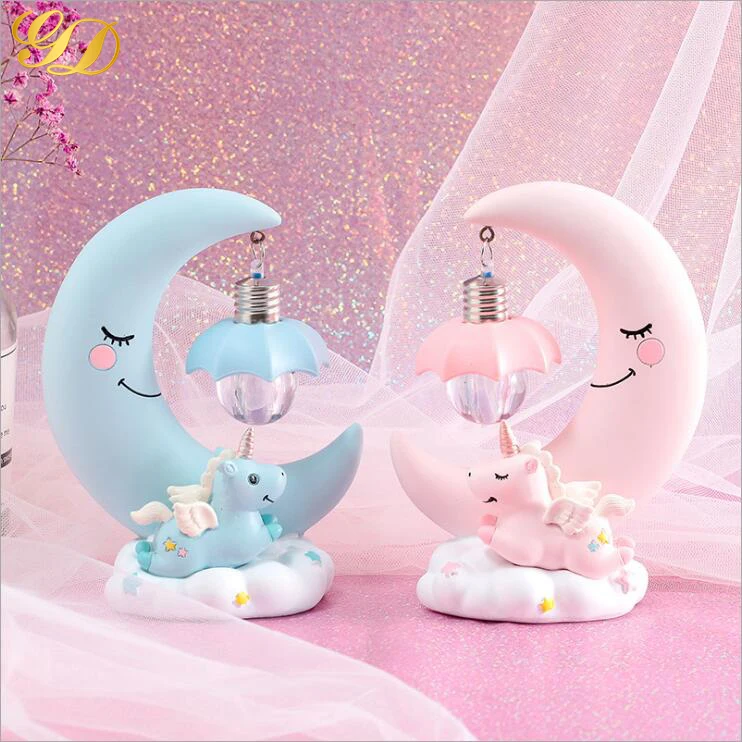 home bedroom decoration baby favor gift light moon and unicorn