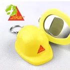 Plastic bottle opener keychain with safety helmet shape