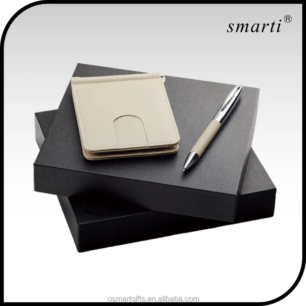 leather pen money credit card clip corporate wholesale gift sets