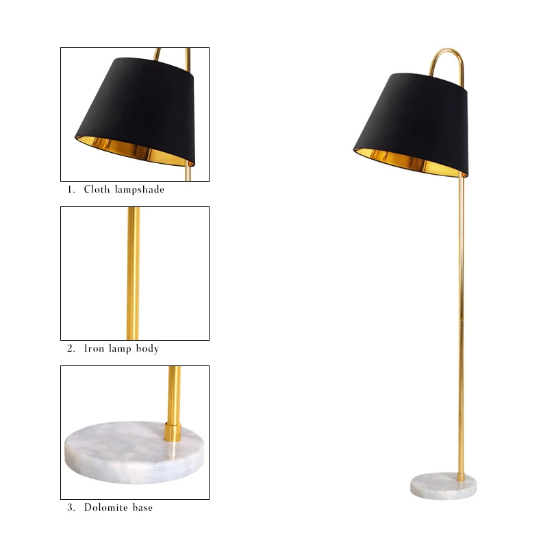 modern golden architectural design glass lampshade LED floor lamp high quality standing lamp for home hotel decor