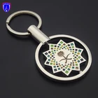 Saudi Arabia Saudi Vision 2030 Custom logo KeyChain 3D Rotating spinner whirling metal Keyring for sale