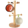 Wooden Coffee Mug Tree Tea Cup Holder Stand/ Storage Rack with 6 hooks