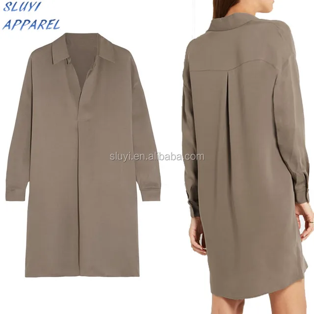 high quality gray collar shirt dress for ladies,wholesale