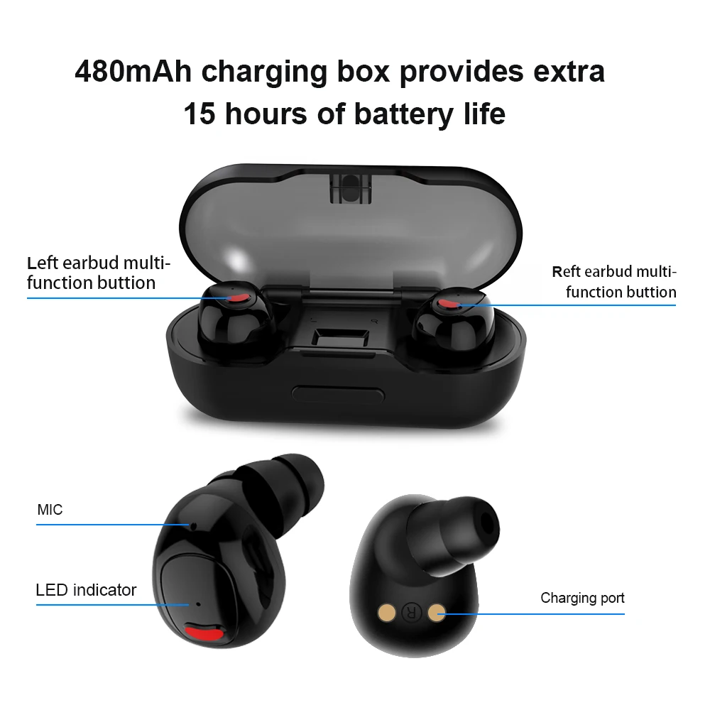 New Bee NB-T01 Wireless V5.0 TWS Earphone with Charging Case - ANKUX.COM