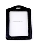 Black Faux Leather Business ID Credit Card Badge Holder Clear Pouch Case