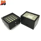 Modern Transparent Dark Walnut Dark Wood Jewelry Display case Box