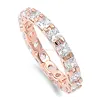Rose Gold-Tone Plated Alternating Eternity Cubic Zirconia Ring Sterling Silver 925