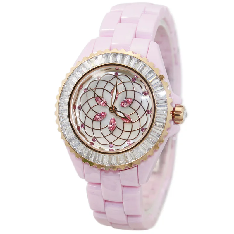 2015 Direct Selling Real Reloj Watches Tiwayne Fashion Rose Ceramic Table Ladies Watch Female Scratch Gift Quartz Watch60381
