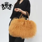 Korean Style New Product Elegant Mongolian Lamb Fur Ladies Handbag