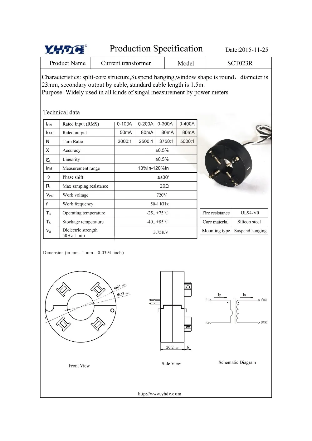 YHDC TAK12-02 20A Manufacturer Mini High Frequency Current Transformer Red