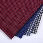 Brushed 75% poly 25% cotton black white blue plaid check color stripe fabric