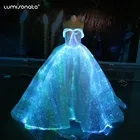 Women Latest Designs Wedding Night Prom Dress Long Evening Ladies Party Wear LED Ball Luminous Gown