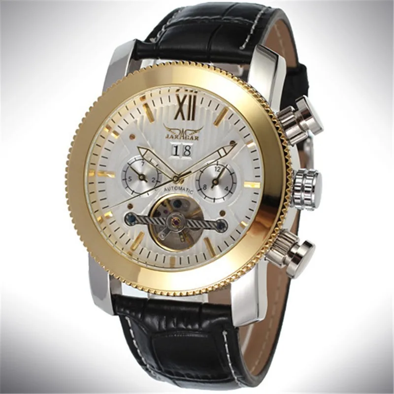 New Fashion Cool JARAGAR Watches Men Luury Brand Sports Military Automatic Mechanical Tourbillion Wristwatches Leather Strap