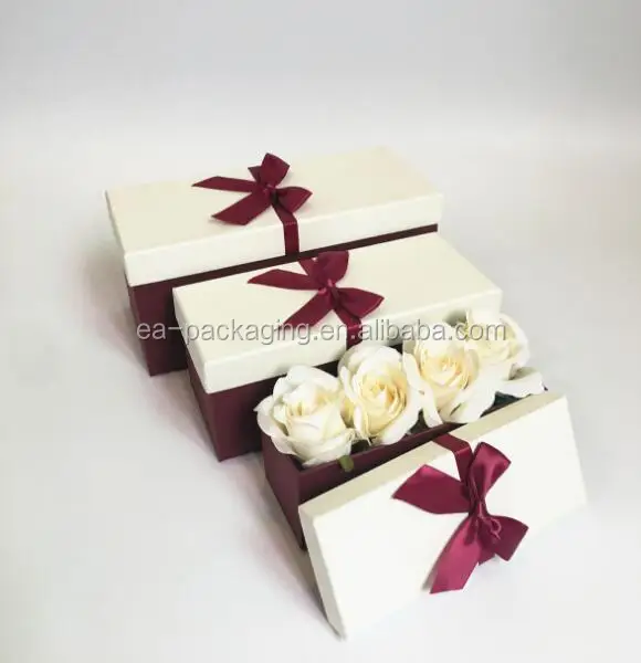 wholesale boxes square cardboard gift box with lid, rose packing