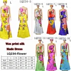 Queency Flower Wax Print Silk Make Dress 2018 Ankara Traditional African Clothing