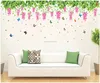 Fashion Spring Butterfly Pink Flower Vine Large Size Wall Sticker