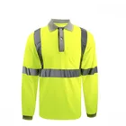 100% polyester drop needle fabric reflective polo Hi Vis long sleeve shirt