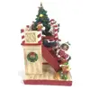 resin Lighted Holiday Dog House Tabletop Christmas Decoration