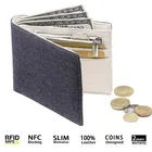 Teenagers men boy canvas wallet with zip coin pocket slim bifold fabric travel wallet