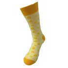 GSM-1366 Custom Unisex Yellow Color Happy Dress Socks, Lemon pattern socks