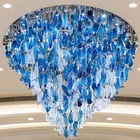 Modern large hotel flush mounts blue glass chandelier