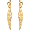 me00232 Gold Plated Earrings Ear Clip Copper Zircon Pendant Hollow Angel Wing Earrings Women 2019