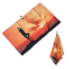 Outdoor Digital Printed Travel Mini Micro Fiber Golf Towel with Hole