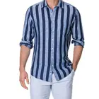 Customized LOW MOQ stripe man casual shirts Plus size shirts Long sleeve shirts for men
