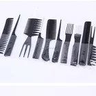 popular 10pcs plastic black color salon hair comb travel comb set
