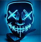 3 Models Flash Scary Halloween Glow El wire Light Up Mask For Christmas Festival Cosplay Party With Battery Operated