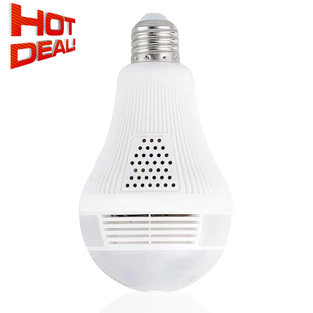 1080P Wifi Bulb Camera,Smart Fisheye LED Light 360° Panoramic for Remote Home