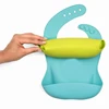 China supplier Food Grade Silicon Waterproof baby bib with Food Catcher
