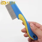 Stainless Steel-Pin Flea Lice Comb for Pet Dogs Cats Plastic Handle animal comb
