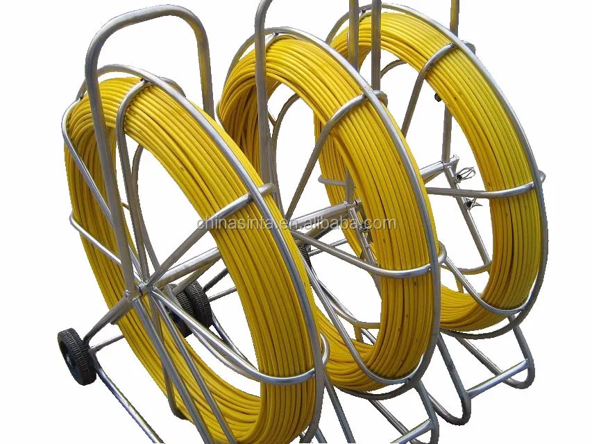 INTBUYING Fish Tape Fiberglass Reel Wire Cable Running Rod Duct Rodder Fishtape Puller 6mm 130m With 2pcs Copper Tips