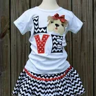 2 pieces kids clothes set summer spring chevron girl boutique clothes
