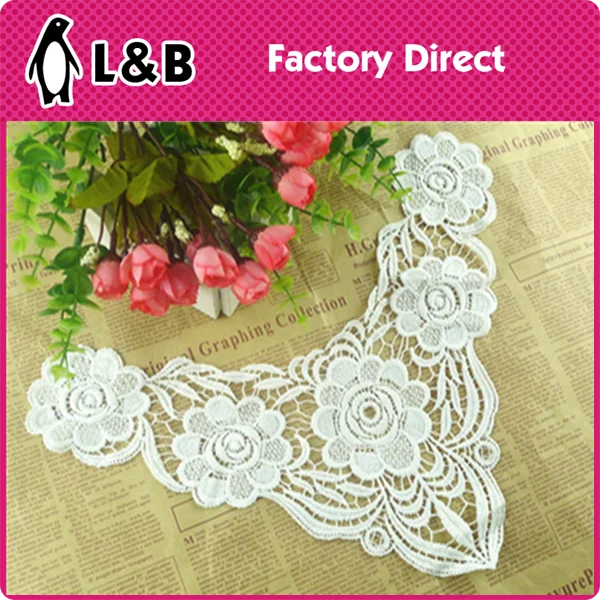 Flower Embroidered Collar Hollow With Pearl Decorative Neckline