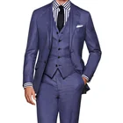 dark blue groom turkey style 3 piece coat pant men suit with regulatory loop