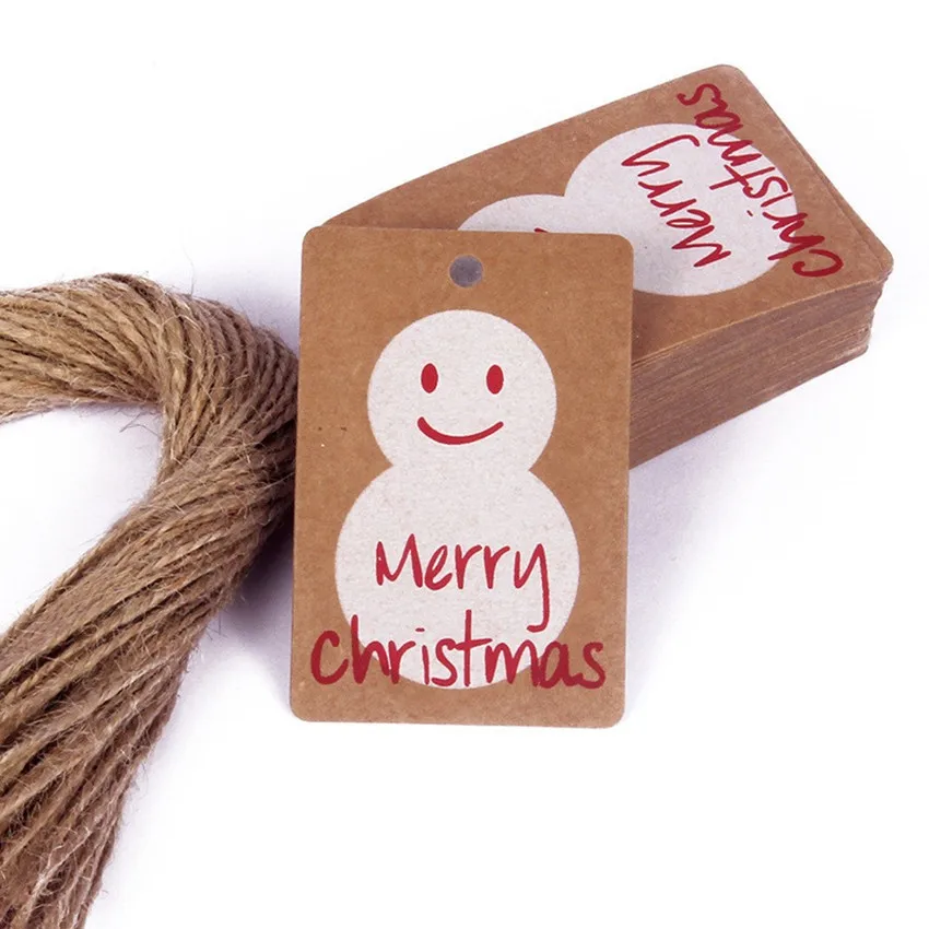 design kraft hang christmas gift paper tag with jute string