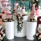 different size white top gold stainless steel wedding dessert display