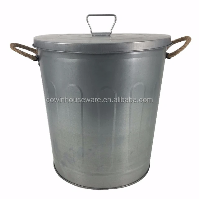 galvanized steel outdoor metal trash can /garden trash bin