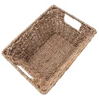 Home organizing seagrass stuff storage basket with hollow handle design