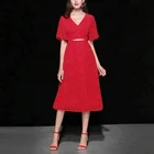 Custom Printing Chiffon Red Dot Office Women Dress